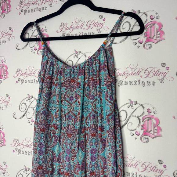 Jumper pants flowy one piece suit Bohemian Paisley Spaghetti Strap Dress - Picture 8 of 11